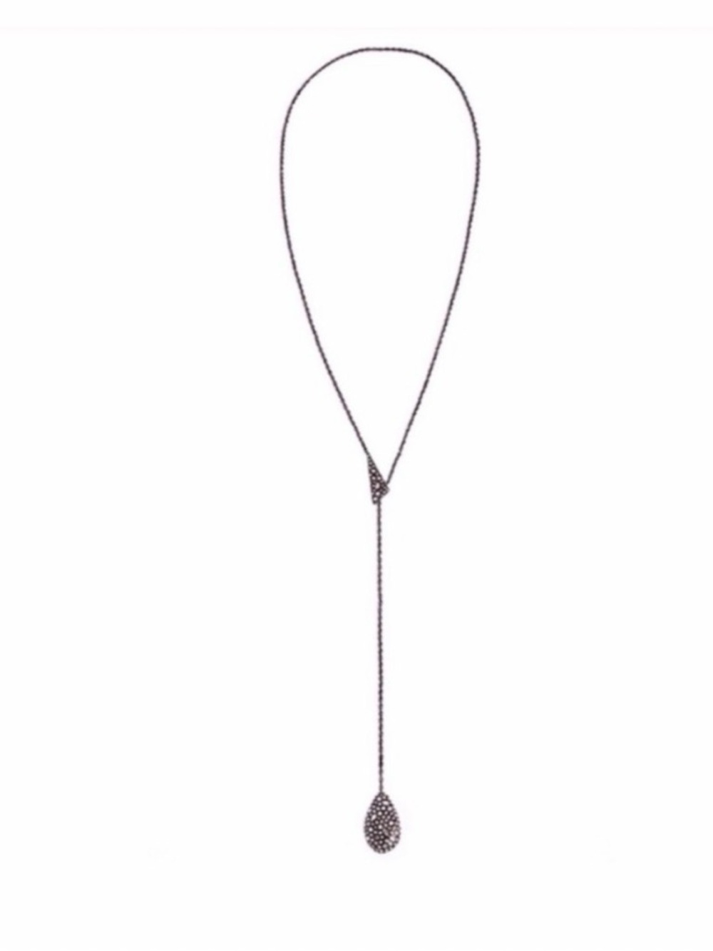 NEW Alexis Bittar Lariat Necklace Gunmetal Pavé Crystal AU01